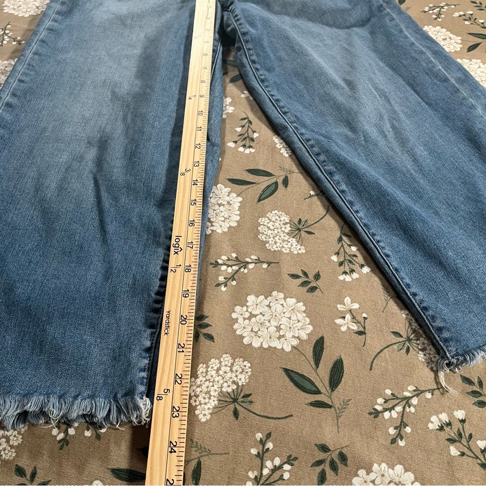 Uniqlo Blue Raw Hem Jeans 26 Straight Leg Distressed Y2K Preppy Bohemian - Picture 5 of 10